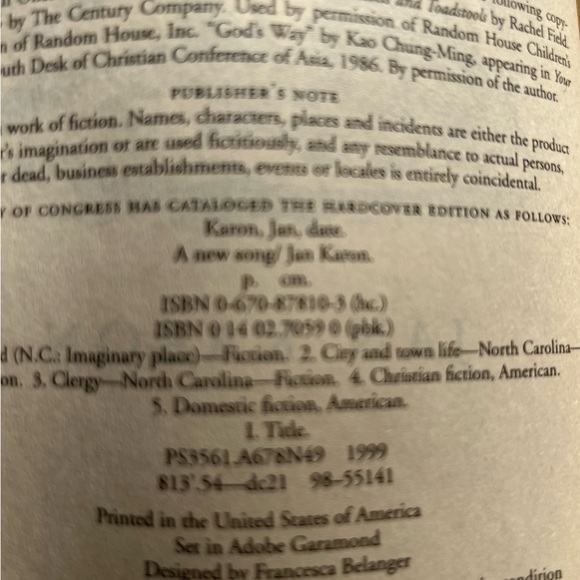 ‘A NEW SONG’ BOOK 5 of Mitford Series by Jan Karon paperback - Picture 8 of 10